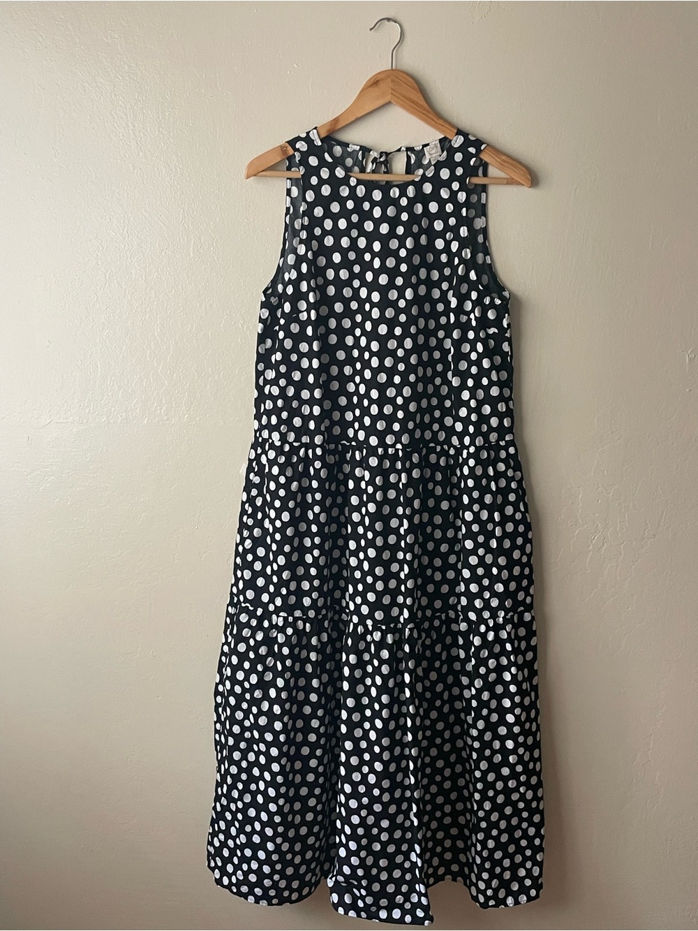 Loft x Boden black white polka dots midi dress size M